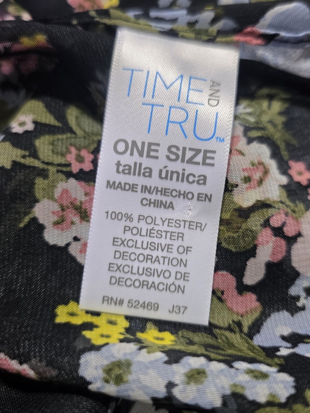 Time And Tru Black Sheer Floral Kimono With Fringe One Size - Picture 9 of 10
